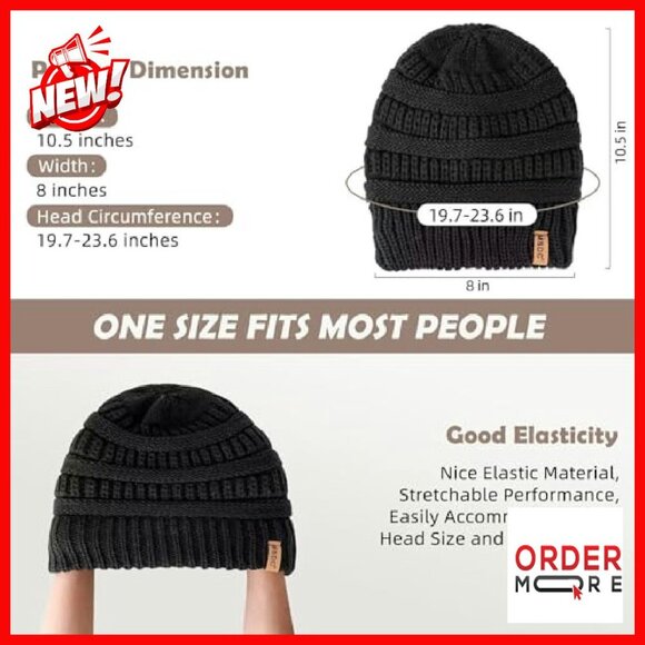 Satin Lined Winter Beanies 3 Pack, Slouchy Cable Knit Hats for Women main image 4